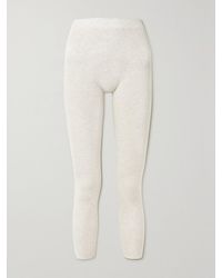 Brunello Cucinelli - Cropped Metallic Ribbed-Knit Leggings - Lyst