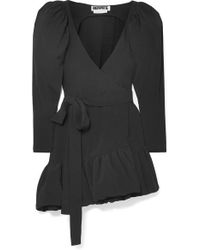 ROTATE BIRGER CHRISTENSEN Asymmetric Crepe Wrap Mini Dress - Black