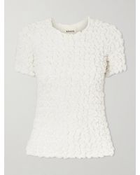 KHAITE - Polly Ruched Silk-Chiffon Top - Lyst