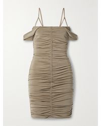 Givenchy - Cold-Shoulder Crochet-Trimmed Ruched Stretch-Jersey Mini Dress - Lyst