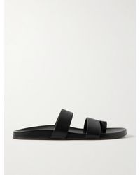 The Row - Hugh Textured-Leather Slides - Lyst