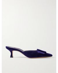 Manolo Blahnik - Maysale 50 Buckled Velvet Mules - Lyst
