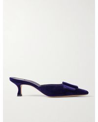 Manolo Blahnik - Maysale 50 Mules Aus Samt Mit Schnalle - Lyst