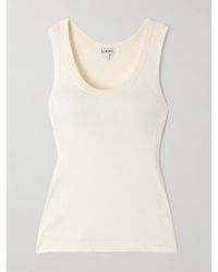 Loewe - Anagram Tanktop Aus Geripptem Seiden-Jersey Mit Stickerei - Lyst