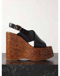 Chloé - Maxime Leather Slingback Platform Wedge Sandals - Lyst