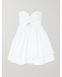 Carolina Herrera - Strapless Tiered Ruffled Cutout Moire-Taffeta Mini Dress - Lyst