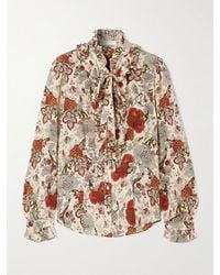 Ulla Johnson - Catroux Pussy-Bow Floral-Print Silk-Satin Blouse - Lyst