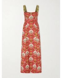 Emporio Sirenuse - Azzurra Open-Back Floral-Print Linen And Cotton-Blend Midi Dress - Lyst