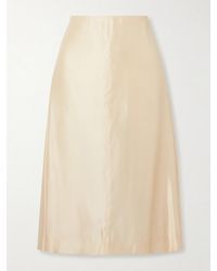 KHAITE - Nania Satin-Twill Midi Skirt - Lyst