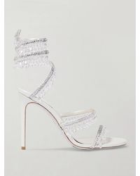 Rene Caovilla - Cleo Embellished Metallic Satin And Leather Sandals - Lyst