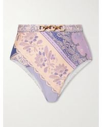 Zimmermann - Lucky Bikini-Höschen Mit Print Und Gürtel - Lyst