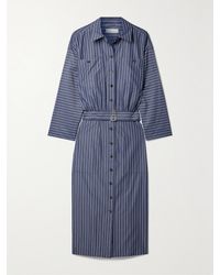 Lafayette 148 New York - Belted Striped Cotton-Poplin Midi Shirt Dress - Lyst