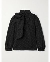 Zimmermann - Pussy-Bow Lace-Trimmed Polka-Dot Linen And Silk-Blend Organza Blouse - Lyst