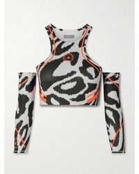 adidas By Stella McCartney - Truepace Cropped Printed Stretch Recycled Top - Lyst