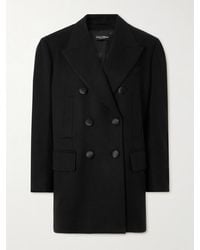 Dolce & Gabbana - Double-Breasted Satin-Trimmed Brushed Wool-Blend Blazer - Lyst