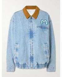 Mother - The Super Sizer Corduroy-Trimmed Appliquéd Denim Jacket - Lyst