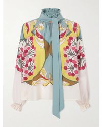 La DoubleJ - Cerere Printed Silk-Crepe Blouse - Lyst