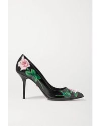 Dolce & Gabbana Lederpumps Mit Blumenprint - Schwarz