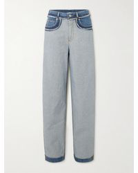 Marni - Zweifarbige, Tief Sitzende Jeans Mit Weitem Bein Und Fransen - Lyst