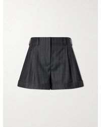 Givenchy - Striped Double-Pleated Wool Shorts - Lyst