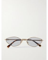 Miu Miu - Goldfarbene Sonnenbrille Mit Sechseckigem Rahmen - Lyst