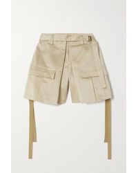 Sacai Belted Layered Satin Shorts - Natural