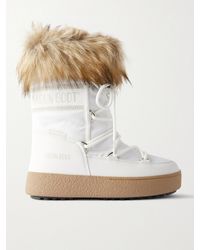 Moon Boot - Ltrack Monaco Faux Fur-Trimmed Shell And Faux Leather Snow Boots - Lyst
