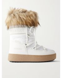 Moon Boot - Ltrack Monaco Faux Fur-Trimmed Shell And Faux Leather Snow Boots - Lyst