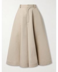 Bottega Veneta - Cotton And Silk-Blend Twill Midi Skirt - Lyst