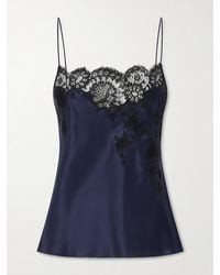Carine Gilson - Lace-Trimmed Silk-Satin Camisole - Lyst