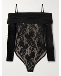 Zimmermann - Off-The-Shoulder Ruched Jersey And Stretch-Lace Bodysuit - Lyst