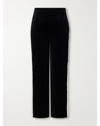 Posse - Florian Cropped Embroidered Satin-Trimmed Cotton-Velvet Straight-Leg Pants - Lyst