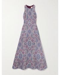 Marta Ferri - Colonna Printed Linen Midi Dress - Lyst