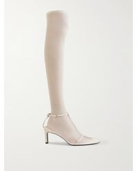 Jil Sander - Stretch-Mesh And Leather Knee Boots - Lyst