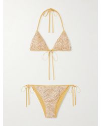 Missoni - Mare Sequin-Embellished Striped Metallic Crochet-Knit Triangle Bikini - Lyst
