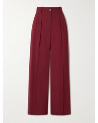 JOSEPH - Forest Pleated Wool-Blend Crepe Wide-Leg Pants - Lyst
