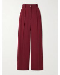 JOSEPH - Forest Pleated Wool-Blend Crepe Wide-Leg Pants - Lyst