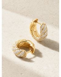 David Yurman - Sculpted Cable 18-Karat Diamond Hoop Earrings - Lyst