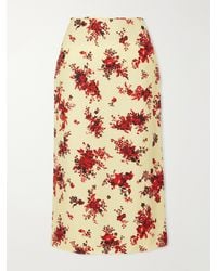 Jil Sander - Floral-Print Satin Midi Skirt - Lyst