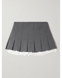 ShuShu/Tong - Layered Pleated Cotton Poplin-Trimmed Grain De Poudre Mini Skirt - Lyst