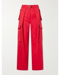 Loewe - Belted Cotton And Silk-Blend Gabardine Cargo Pants - Lyst