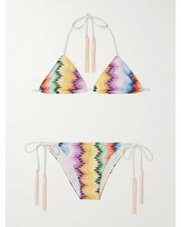 Missoni - Mare Triangel-Bikini Aus Gestreiftem Häkelstrick Mit Fransen - Lyst