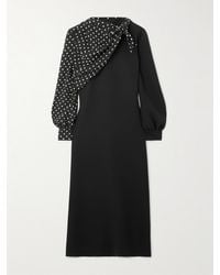 Valentino Garavani - Draped Polka-Dot Silk Midi Dress - Lyst
