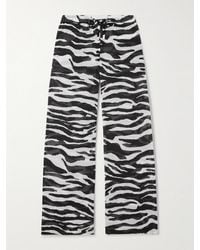 The Attico - Zebra-Print Cotton-Voile Wide-Leg Pants - Lyst