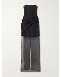 Carolina Herrera - Strapless Pleated Appliquéd Organza-Trimmed Silk-Faille Gown - Lyst