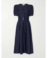 Gabriela Hearst - Patricia Belted Cotton And Linen-Blend Denim Midi Dress - Lyst