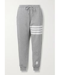 Thom Browne Striped Cotton-blend Track Trousers - Grey