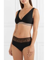 Six Florence Leavers Lace-trimmed Stretch-cotton Maternity Briefs - Black