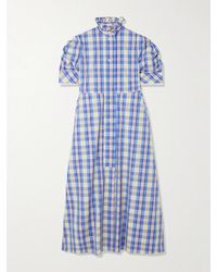 Thierry Colson - Venetia Ruffled Checked Cotton-Blend Midi Dress - Lyst