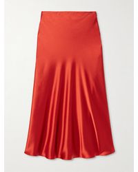 Galvan London - Valletta Draped Satin Midi Skirt - Lyst